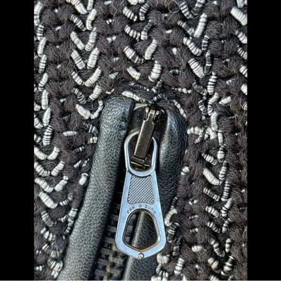 Rag & Bone Black and Silver Paula Knit Leather Trim Jacket XXS - Picture 7 of 11